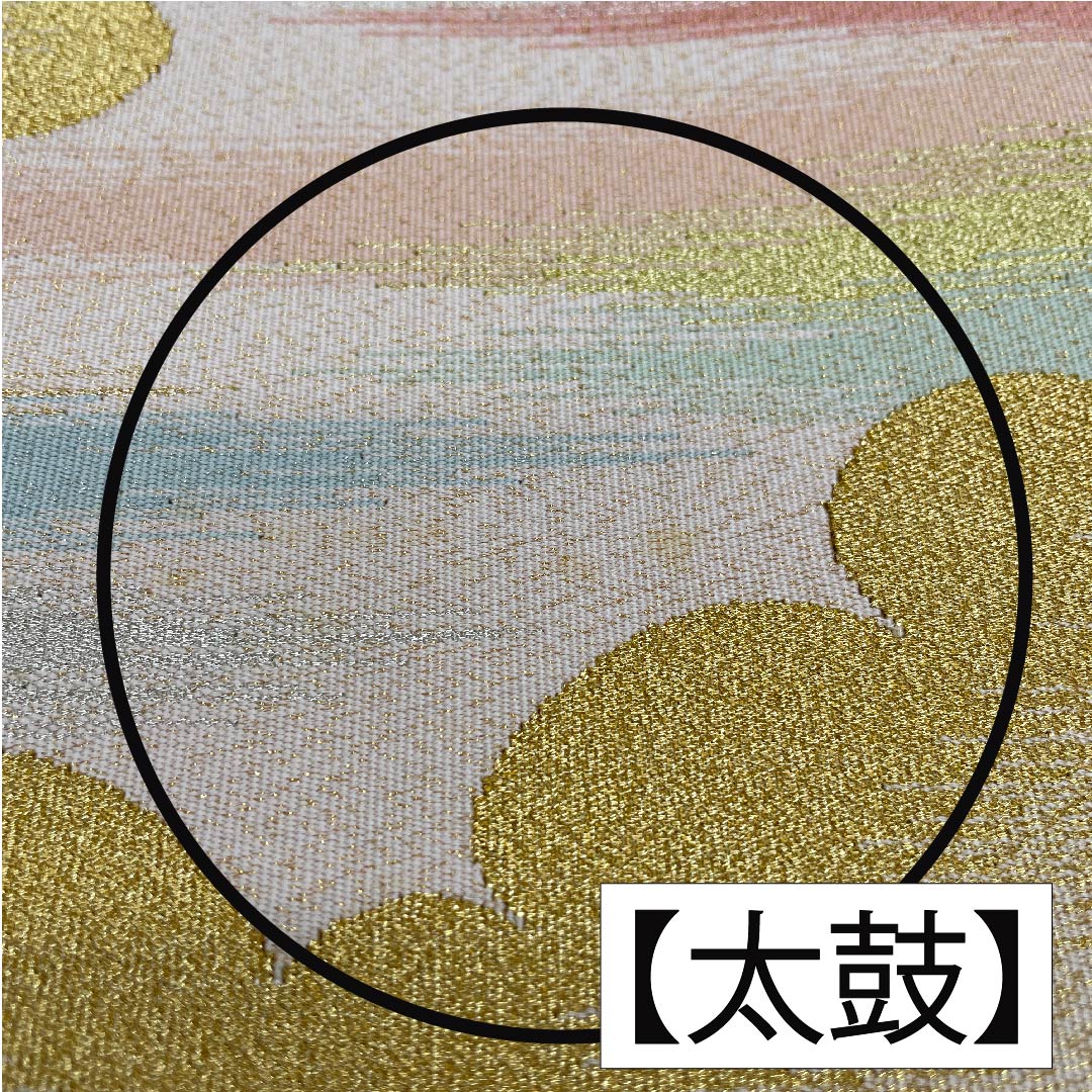 袋帯 正絹 薄肉色（うすにくいろ） 雲取り 帯丈366cm Bランク ポイント柄 フォーマル クリーム系 1123011744315