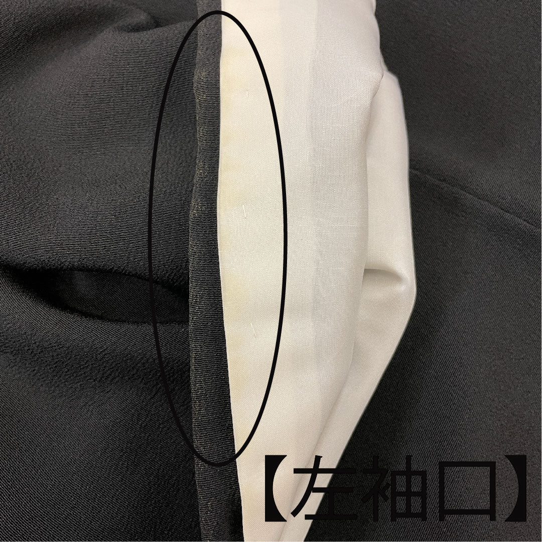 黒留袖 身丈165cm 裄丈65cm 袷 几帳 吉祥文様 丸に二つ引き 正絹 Bランク 五つ紋 黒系 1111000324510