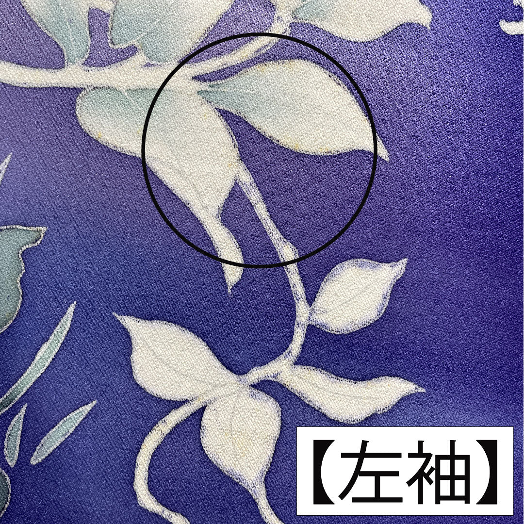 訪問着 正絹 袷 身丈160cm 裄丈62.5cm 菫色（すみれいろ） 京友禅 草花模様 Aランク 紫系 1112005323420