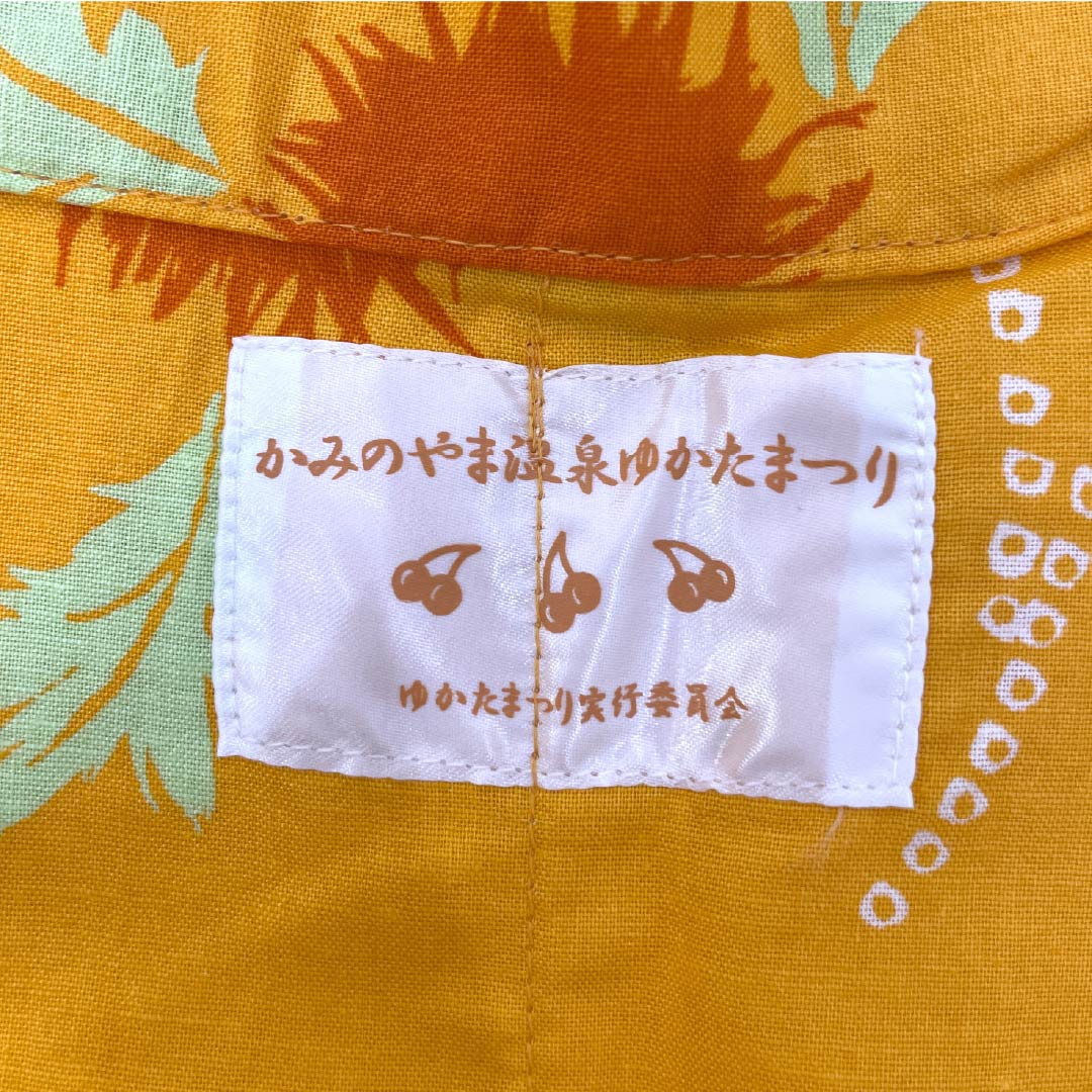 Cotton Yukata, Length 162.5cm, Sleeve Length 65cm, S Rank, Single Layer, Orange with Cherry Design, 1118005952426