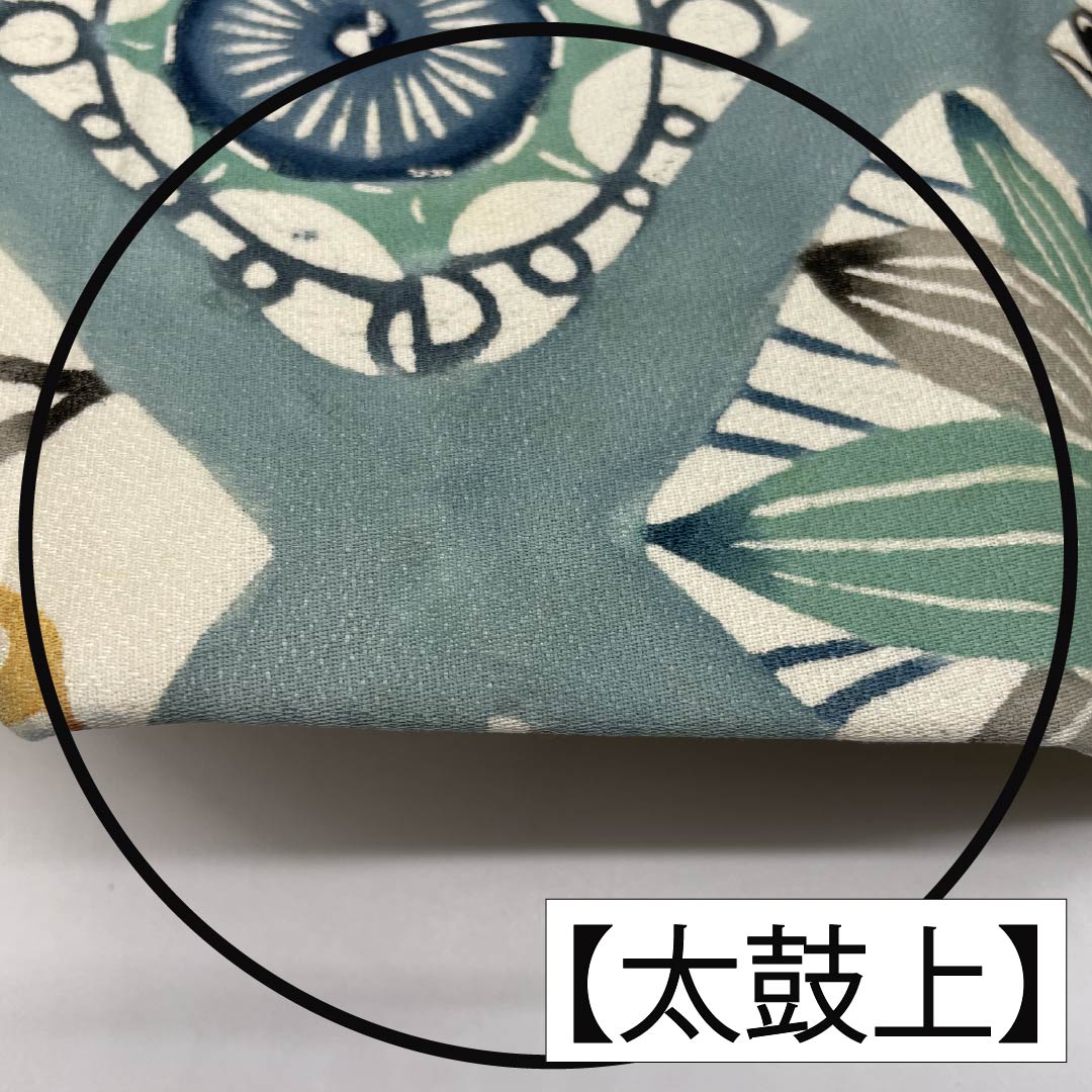 名古屋帯 正絹 Bランク 沈香茶色（とのちゃいろ） 型染 紅型調 蝶 帯丈358cm 六通 カジュアル 青系 1124010554317 名古屋仕立て