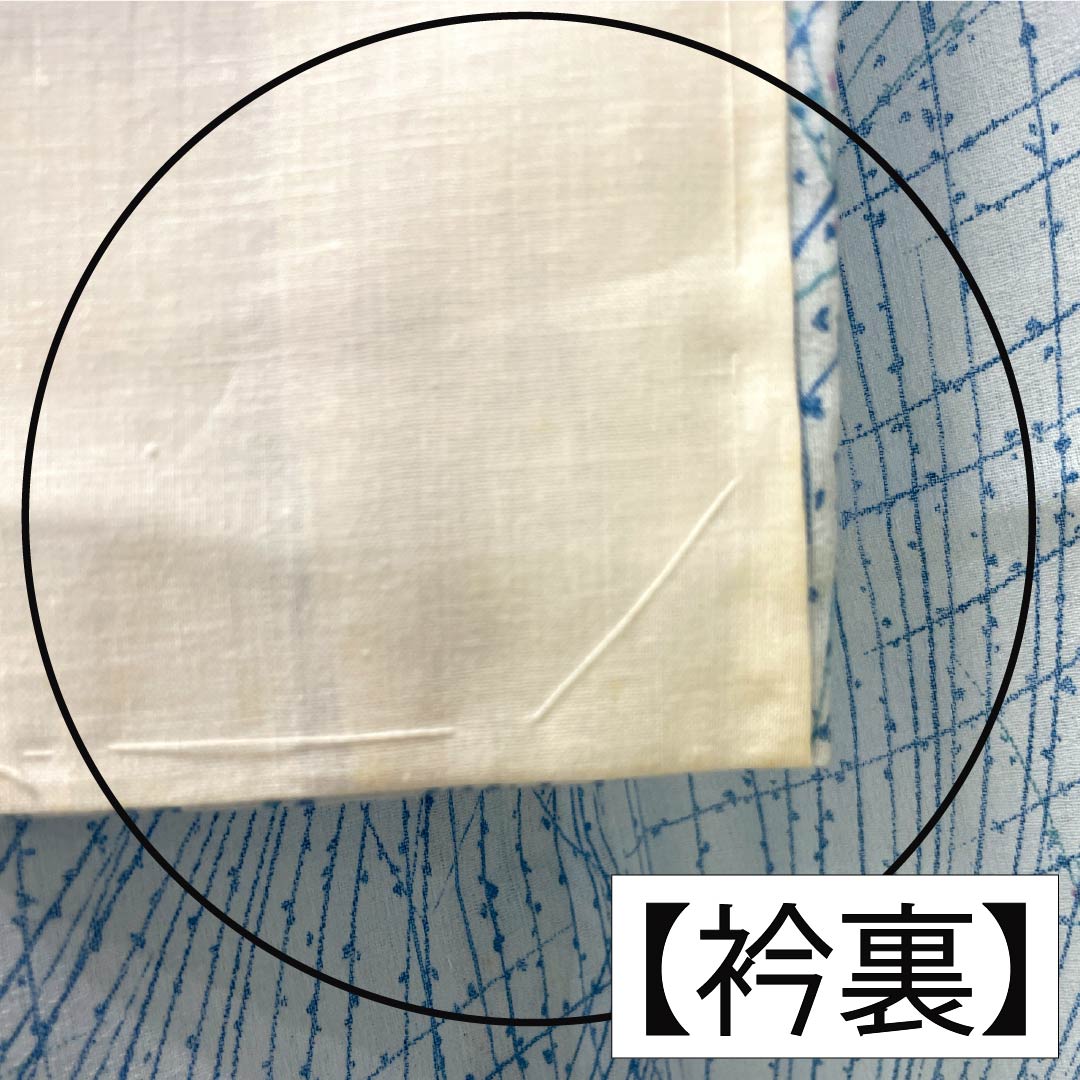 夏物 木綿 小紋 Bランク 身丈156cm 裄丈62cm 蟹鳥染色（かにとりぞめいろ） 抽象模様 紗 水色系 1132004404324