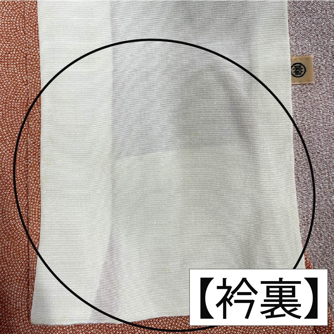 小紋 正絹 Aランク 身丈157.5cm 裄丈63cm 単衣 緋褪色（ひさめいろ） 江戸小紋 鮫柄 五三桐 縫い紋 橙系 1115007223326