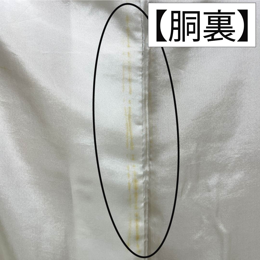 色無地 正絹 Bランク 身丈164.5cm 裄丈65.5cm 支子色（くちなしいろ） 紋意匠 草花模様 一つ紋 袷 黄系 1114003104423