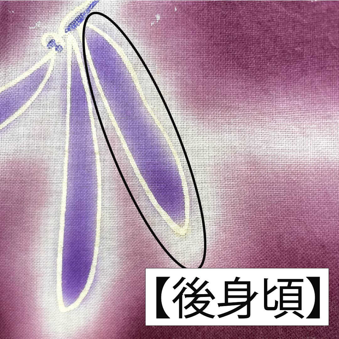 Cotton Yukata, Length 165cm, Sleeve Length 67.5cm, Rank A, Single Layer, Purple with Mulberry Color, Dragonfly Design, Kansai Yamamoto, Product Number 1118006293520