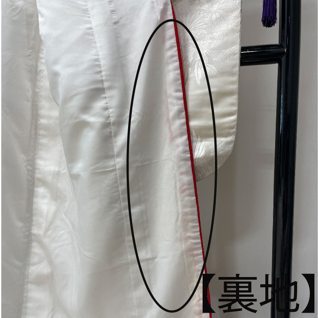 白無垢 身丈191cm  唐織 春爛百花紋 正絹 Bランク 袷 白系 1110000544911