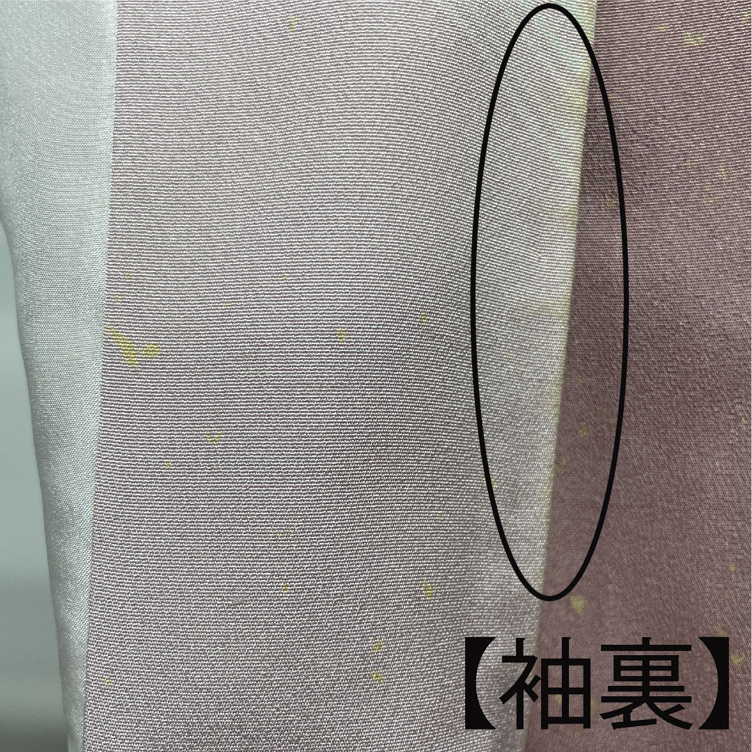 訪問着 袷 身丈157.5cm 裄丈62.5cm 退紅色 流水 草花模様 正絹 Aランク ピンク系 1112002183313