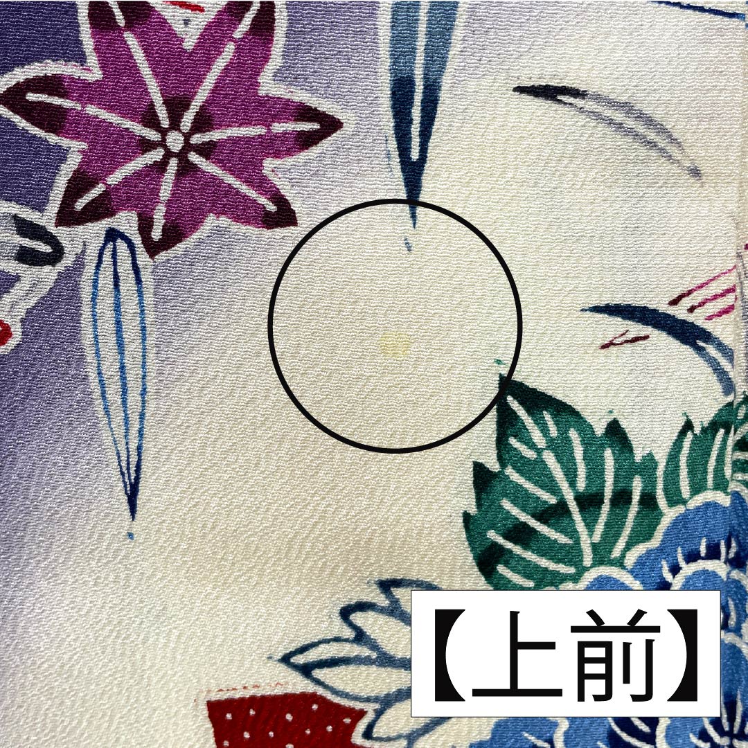 訪問着 正絹 Aランク 袷 身丈155.5cm 裄丈62cm 深紫色（ふかきむらさきいろ） 京紅型 松竹梅 蝶 扇面 菊 紫系 1112006403320