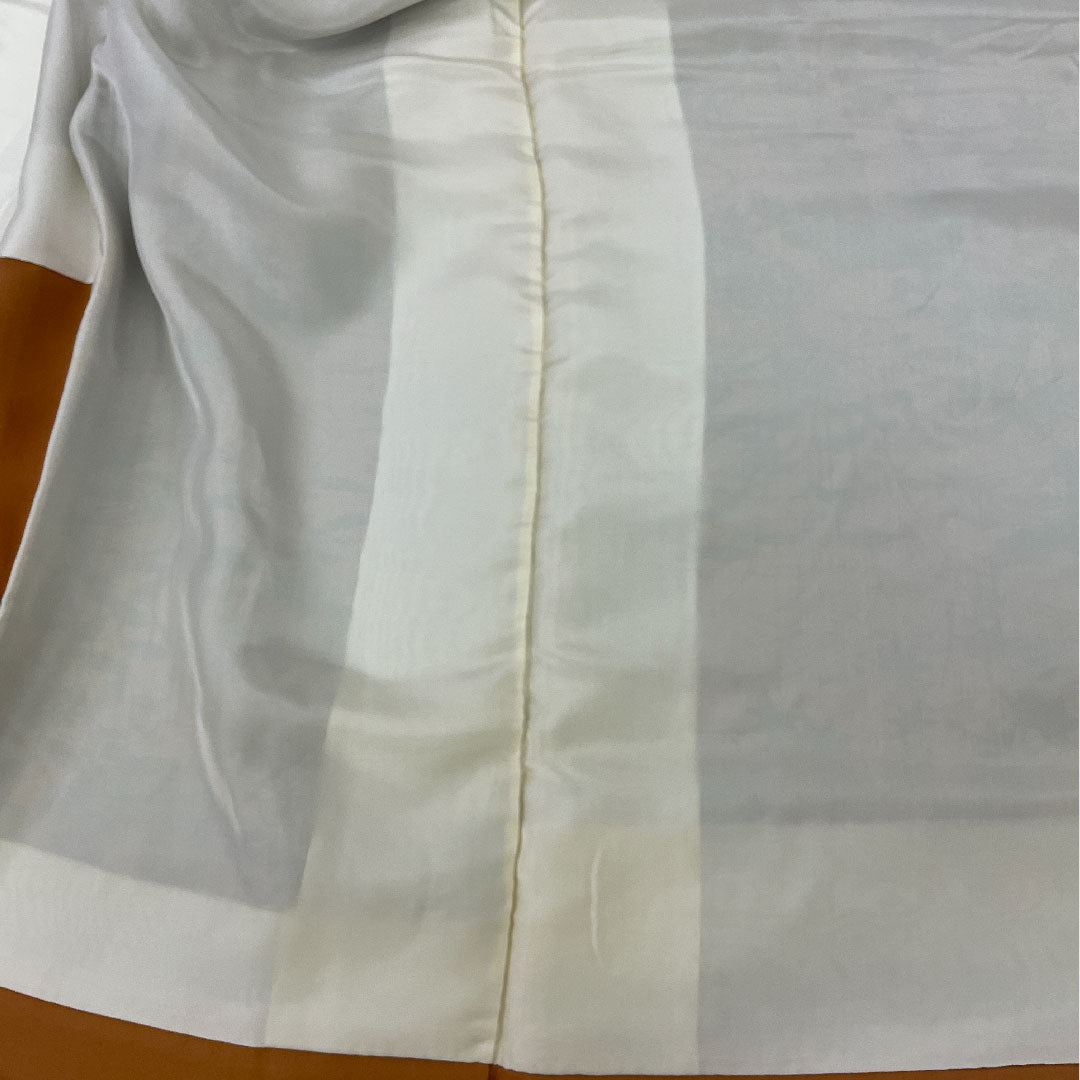 小紋 身丈161cm 裄丈63cm 袷 作家物 鶴に草花 型染 正絹 Aランク 茶系 1115000293314