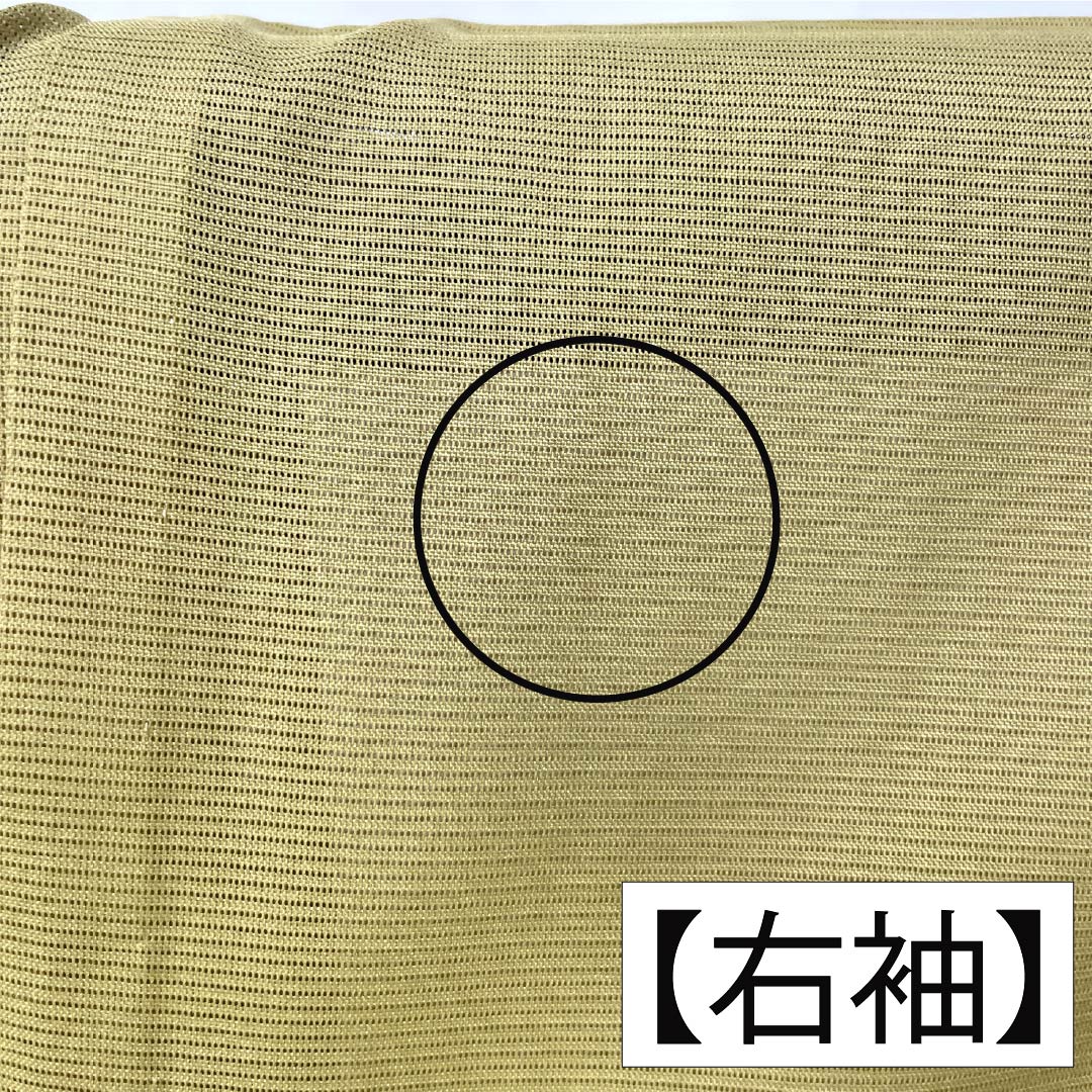 夏物 ポリエステル 色無地 Aランク 身丈162.5cm 裄丈67cm 白橡色（しろつるばみいろ） 洗える着物 素無地 絽 黄系 1132004143423