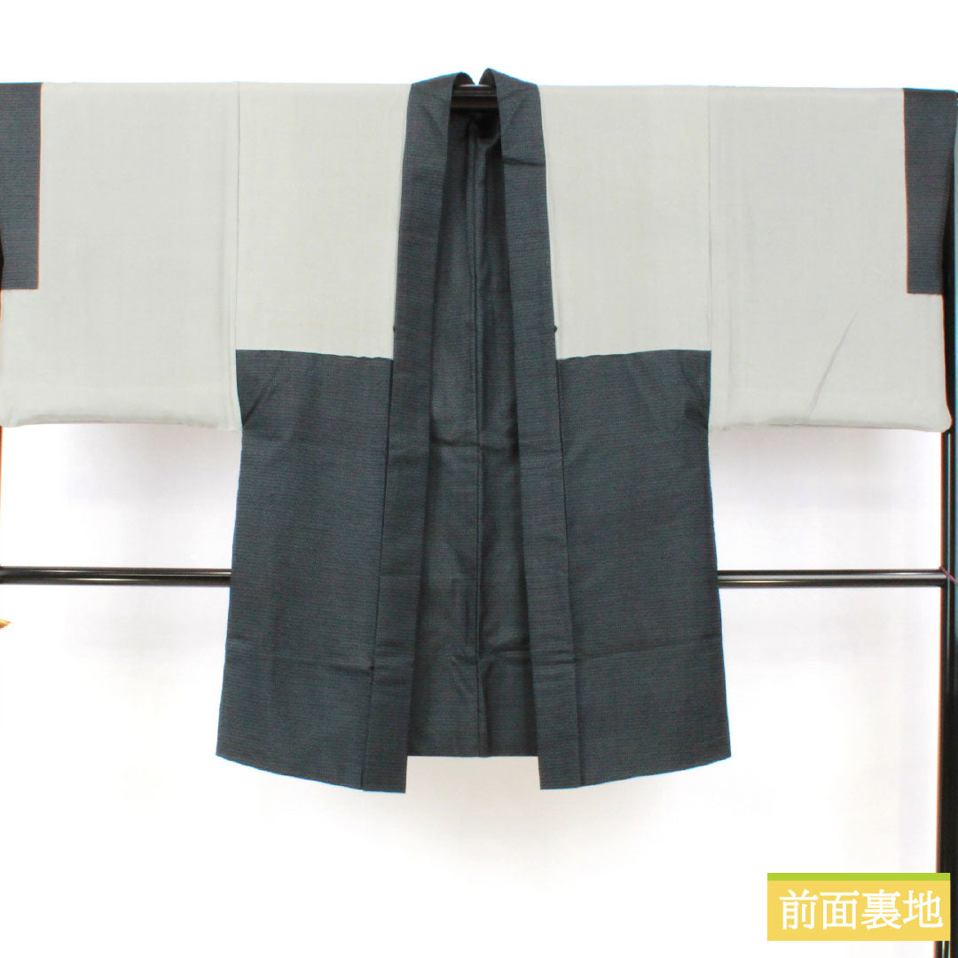 男物 正絹 Sランク 身丈139cm 裄丈66.5cm 大島紬 100亀甲 袷 紺系 1119001752318