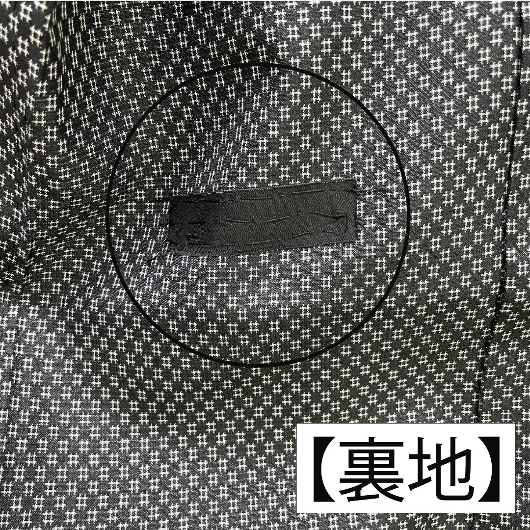 紬 正絹 Aランク 身丈165cm 裄丈66.5cm 井桁絣 単衣 黒系 1116004763510