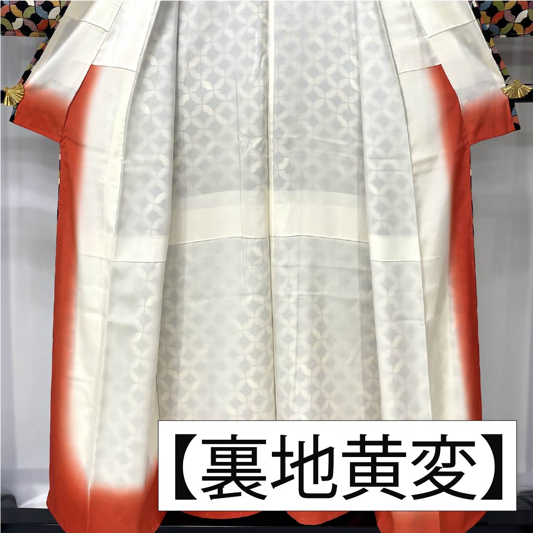 小紋 正絹 身丈154.5cm 裄丈62cm 袷 幾何学模様 しつけ糸付き Sランク 黒系 1115005652210