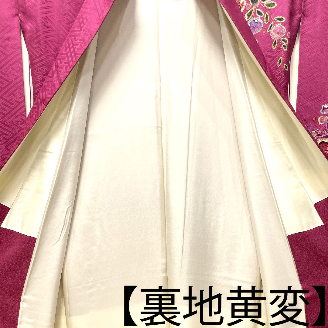 振袖 正絹 身丈163cm 裄丈63.5cm 袷  紅鶸色 辻ヶ花  Aランク 紫系 1113001883420