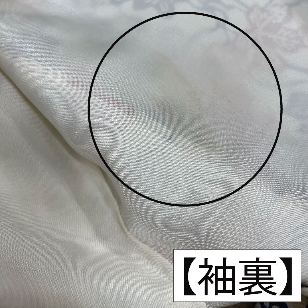 Komon, pure silk, length 160.5cm, sleeve length 64.5cm, lined, stencil dyeing, floral pattern, A rank, white, 1115004313411