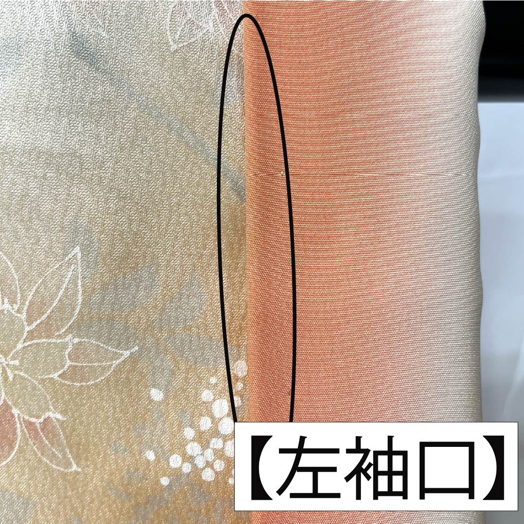 小紋 正絹 身丈154.5cm 裄丈63.5cm 袷 朱華色（はねずいろ） 総花 Bランク 橙系 1115004994226