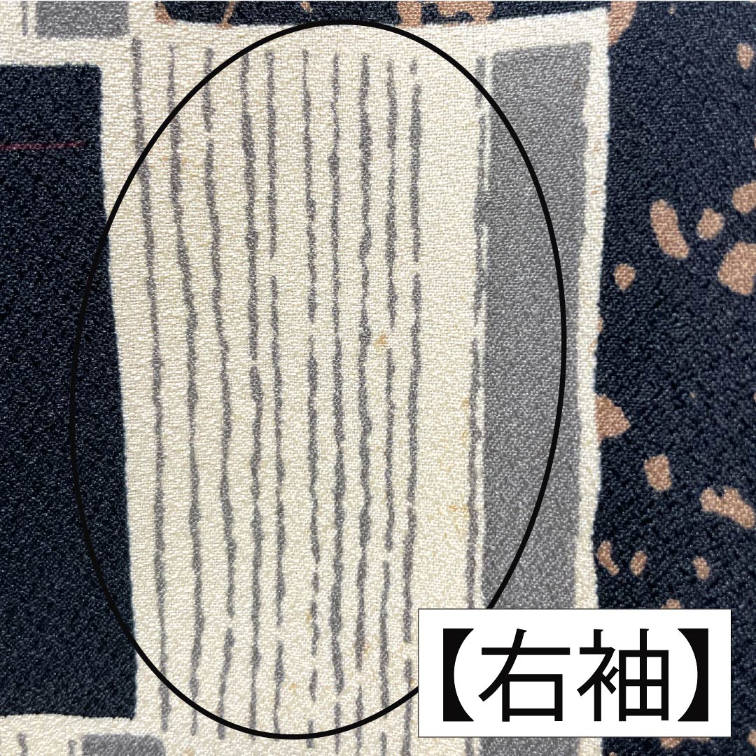 小紋 ポリエステル Bランク 身丈165.5cm 裄丈65.5cm 袷 ドット 市松 洗える着物 黒系 1115006754510