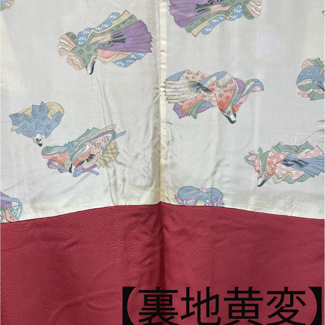 羽织（日本传统上衣）纯丝制成，长度 74 厘米，袖长 61 厘米，深红丝绸（红色），刺绣，A 级，夹层，红色，1117000983912