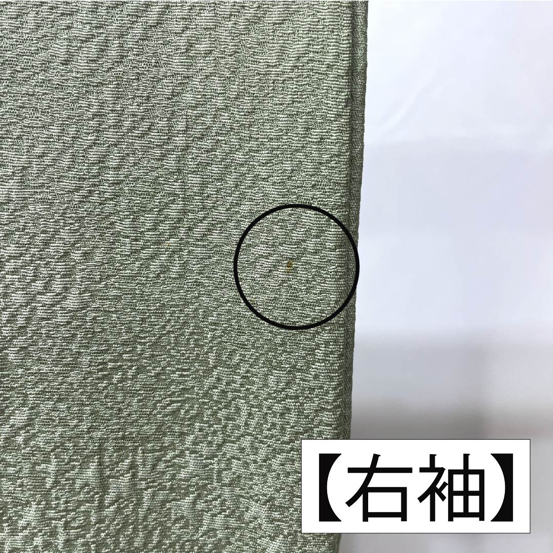 色無地 正絹 Aランク 身丈156cm 裄丈64cm 龍泉青瓷釉色（ロンチュエンチンツーユースーいろ） 一つ紋 割桐 縫い紋 袷 緑系 1114002563319