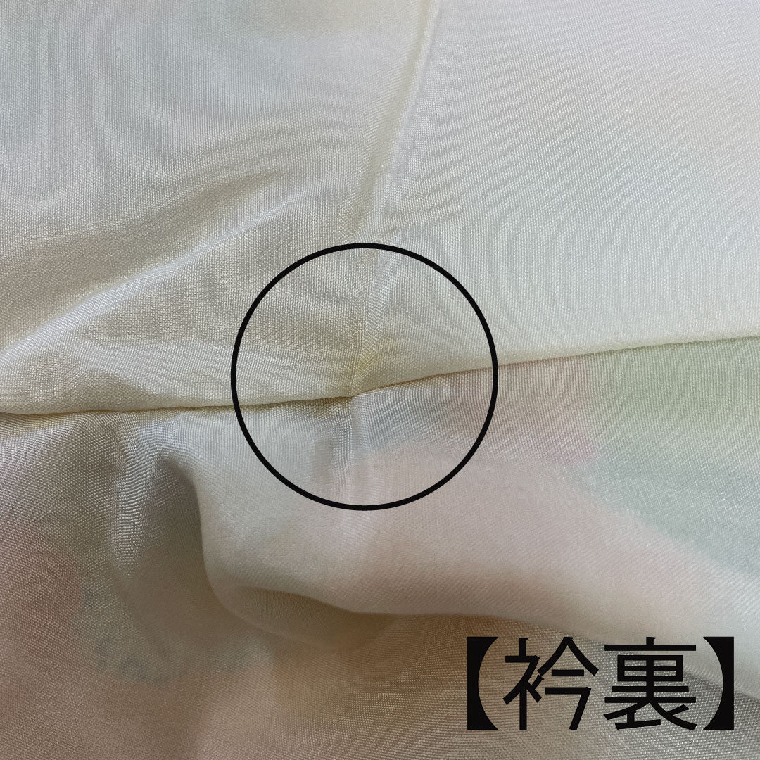 小紋 身丈159cm 裄丈63cm 袷  絞り 草花模様  正絹 Bランク 黄系 1115001924323