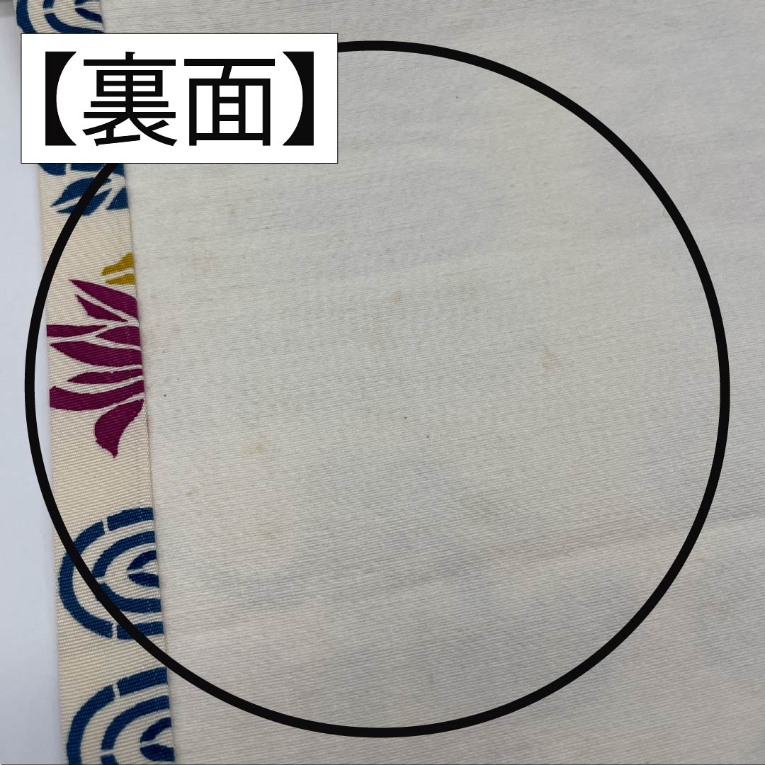 名古屋帯 生成り色（きなりいろ） 京紅型 紅型調模様 花模様 帯丈352cm 正絹 Aランク 全通 カジュアル クリーム系 1124007233315 開き仕立て