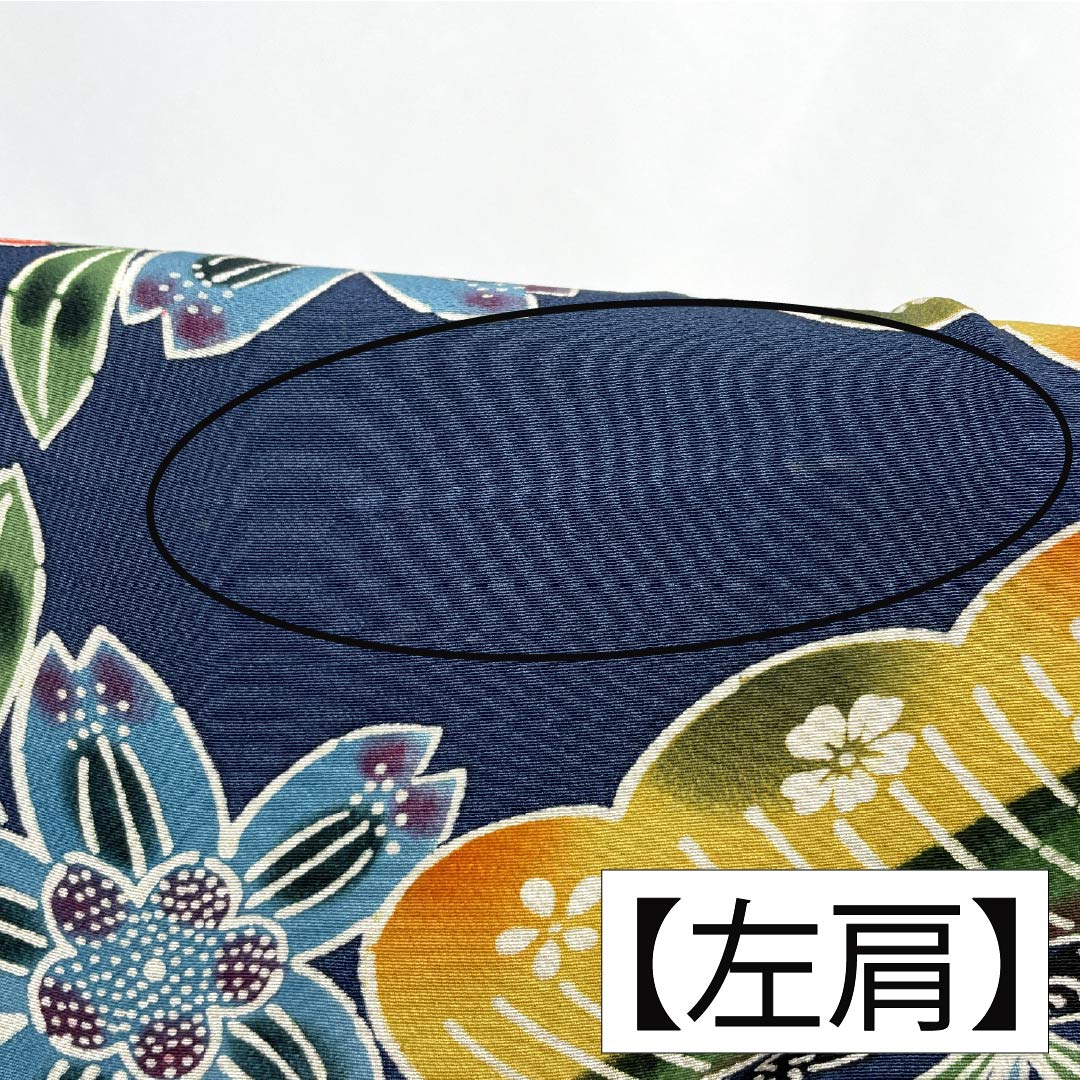 振袖 正絹 Aランク 身丈160cm 裄丈62.5cm 袷 印度藍色（いんどあいいろ） 京紅型 吉祥文様 松 牡丹 紺系 1113002453418