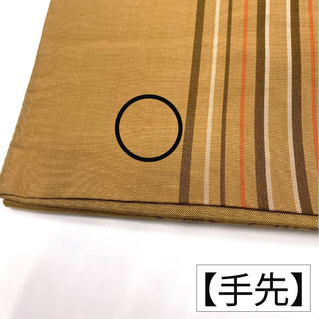 リサイクル着物】（京袋帯）名古屋帯 正絹 Aランク 開き仕立て 黄茶色