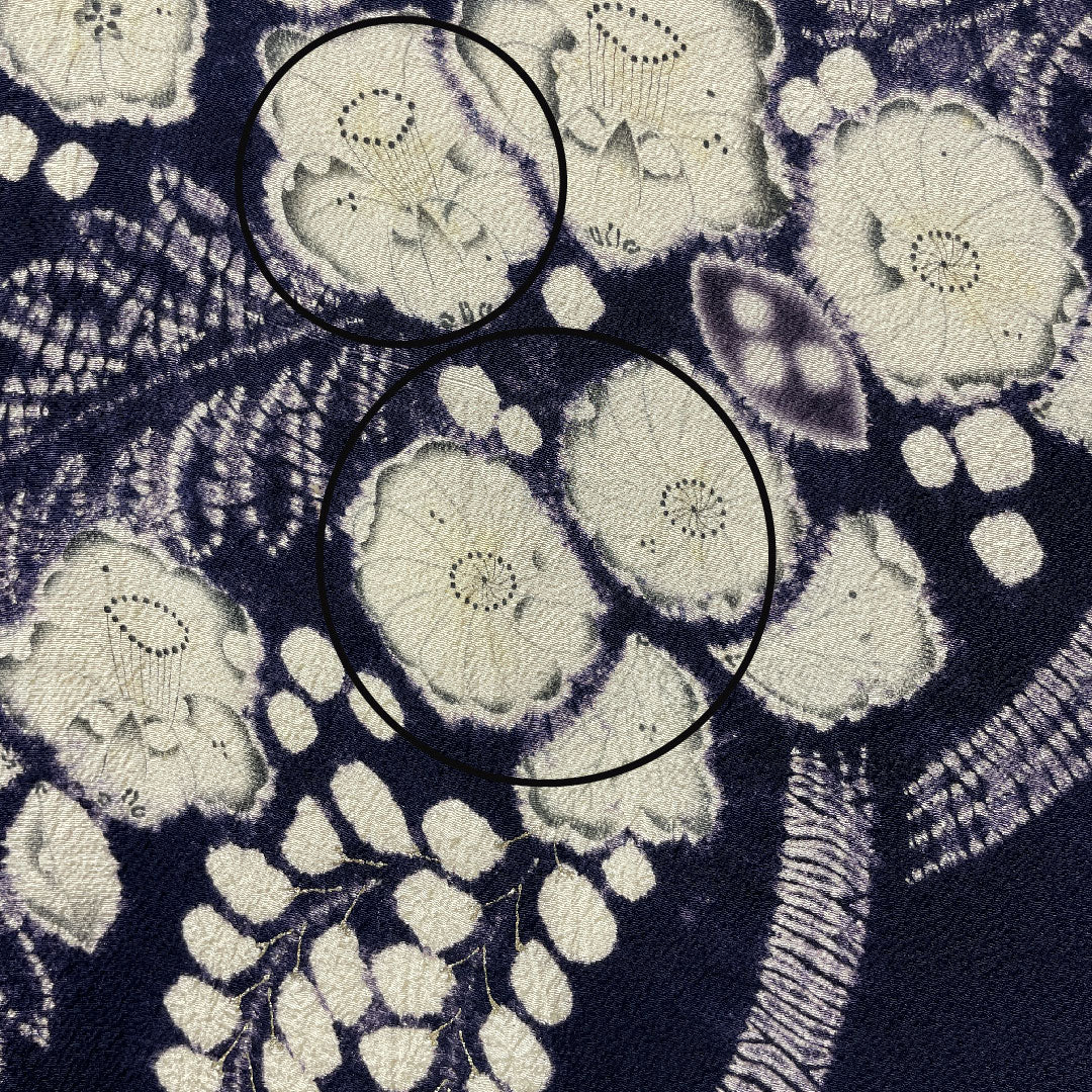 訪問着 正絹 袷 身丈158cm 裄丈67cm 青褐色（あおかちいろ） 辻ヶ花 部分絞り Aランク 紺系 1112005163318