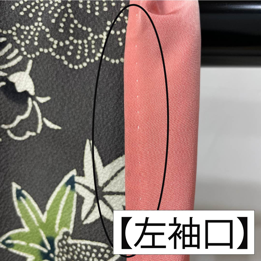 小紋 正絹 Sランク 身丈154cm 裄丈64cm 袷 薄黒色（うすぐろいろ） 京紅型 半衿付き 蝶 花 グレー系 1115007742222