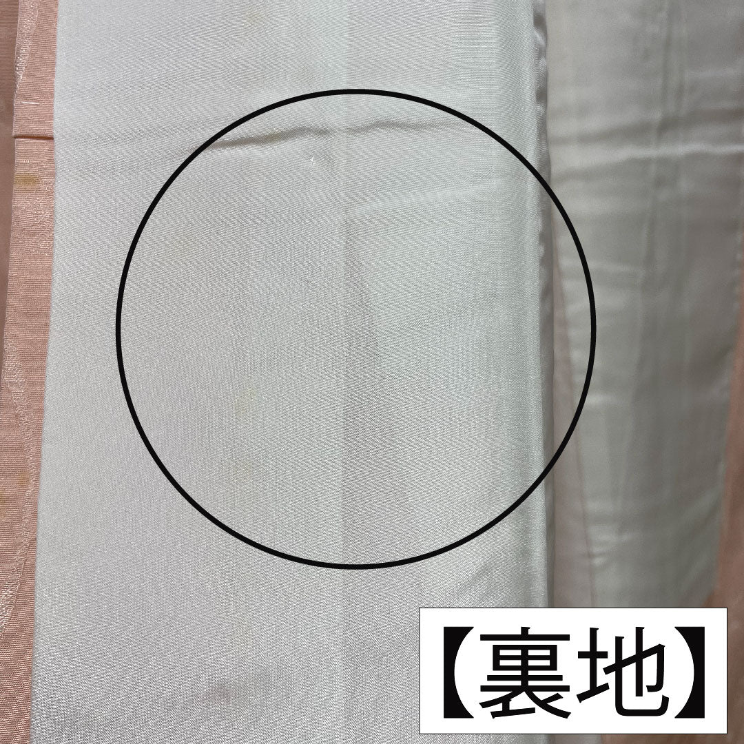 色無地 正絹 身丈159cm 裄丈66.5cm 乙女色（おとめいろ） 抽象模様 一つ紋 中陰桔梗 袷 Aランク ピンク系 1114001363313