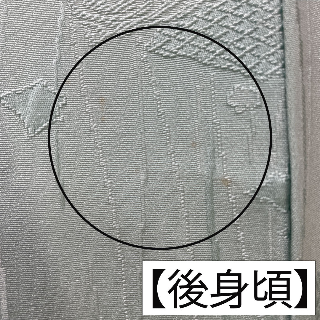 色無地 正絹 身丈154cm 裄丈62cm 薄水色（うすみずいろ） 綸子 袷 Aランク 緑系 1114002093219