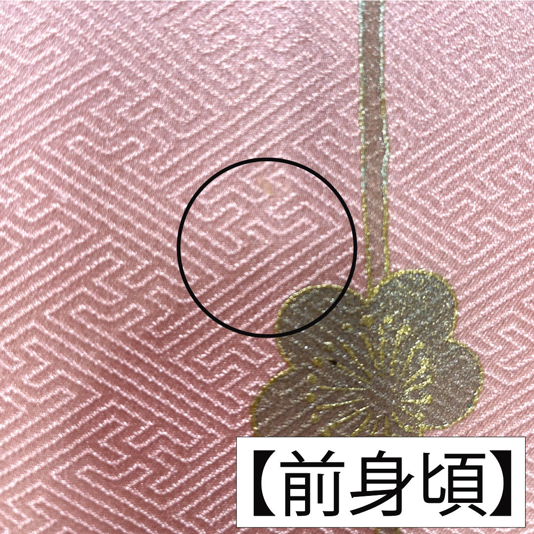 訪問着 正絹 袷 身丈161.5cm 裄丈65.5cm 薄紅梅色（うすこうばいいろ） 京友禅 吉祥文様 Bランク ピンク系 1112006004413