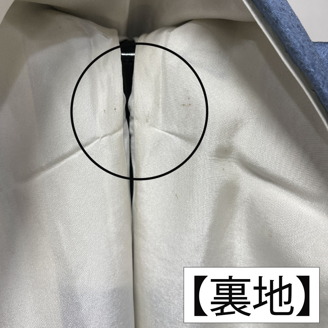 訪問着 正絹 袷 身丈158cm 裄丈63cm 薄花色（うすはないろ） 刺繍 草花模様 Aランク 青系 1112004693317