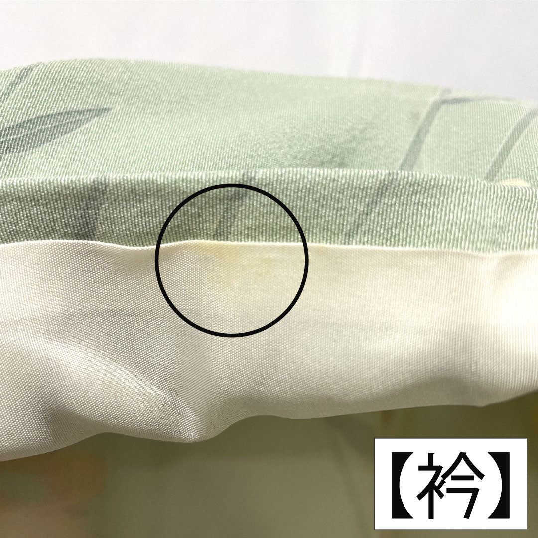 訪問着 正絹 袷 身丈165cm 裄丈63.5cm 白緑色（びゃくろくいろ） 加賀友禅 作家物 一つ紋 中陰五瓜 Aランク 緑系 1112005713519