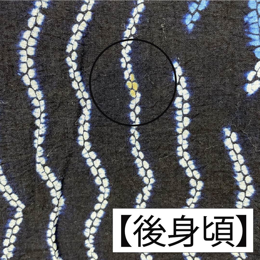 浴衣 木綿 身丈146cm 裄丈63.5cm Bランク 単衣 紺系 濃紺色（のうこんいろ） 有松絞り 抽象模様 居敷当て 1118006784118