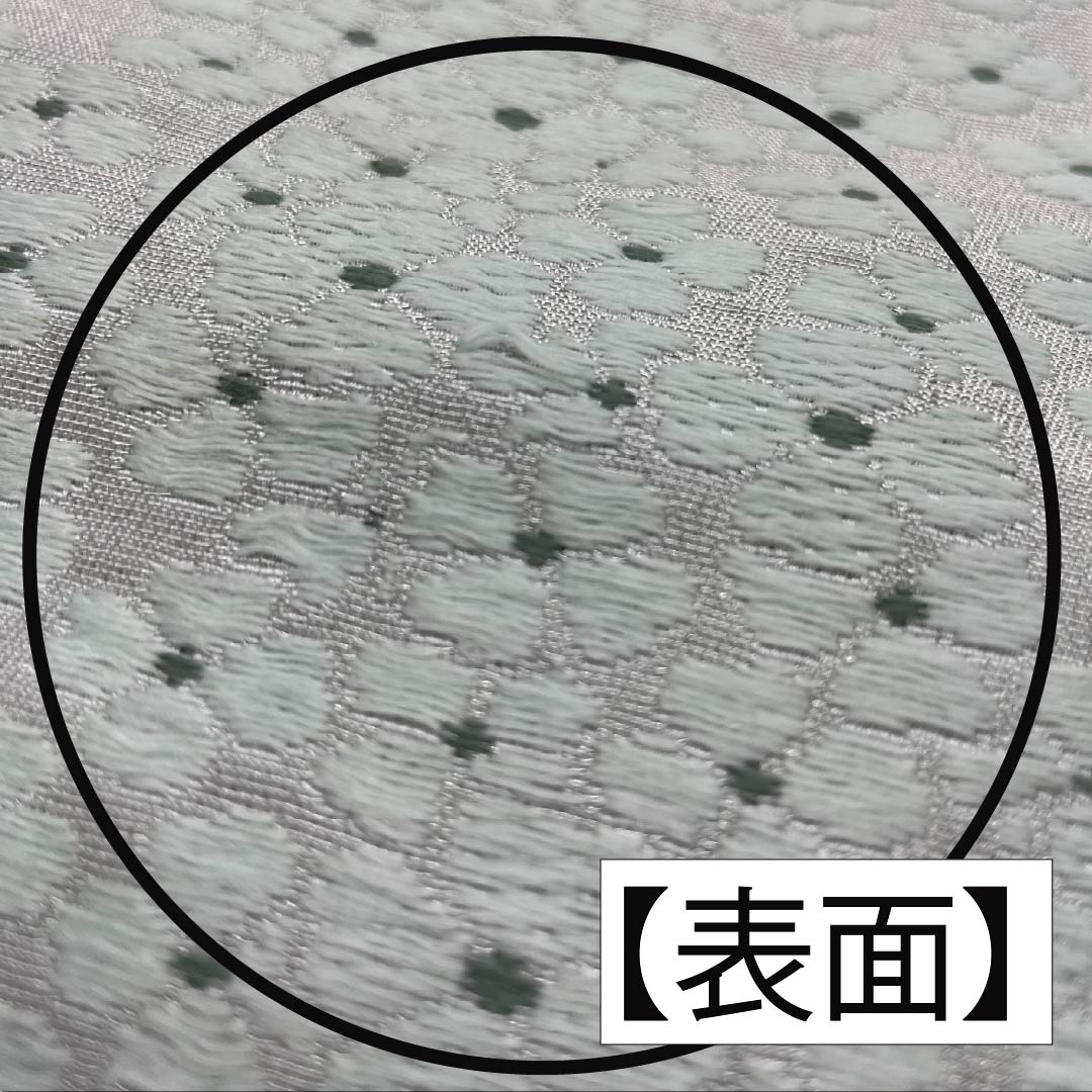 半幅帯 ポリエステル 青白磁色（せいはくじいろ） 小花模様 帯丈308cm 水色系 Aランク 1125001713324