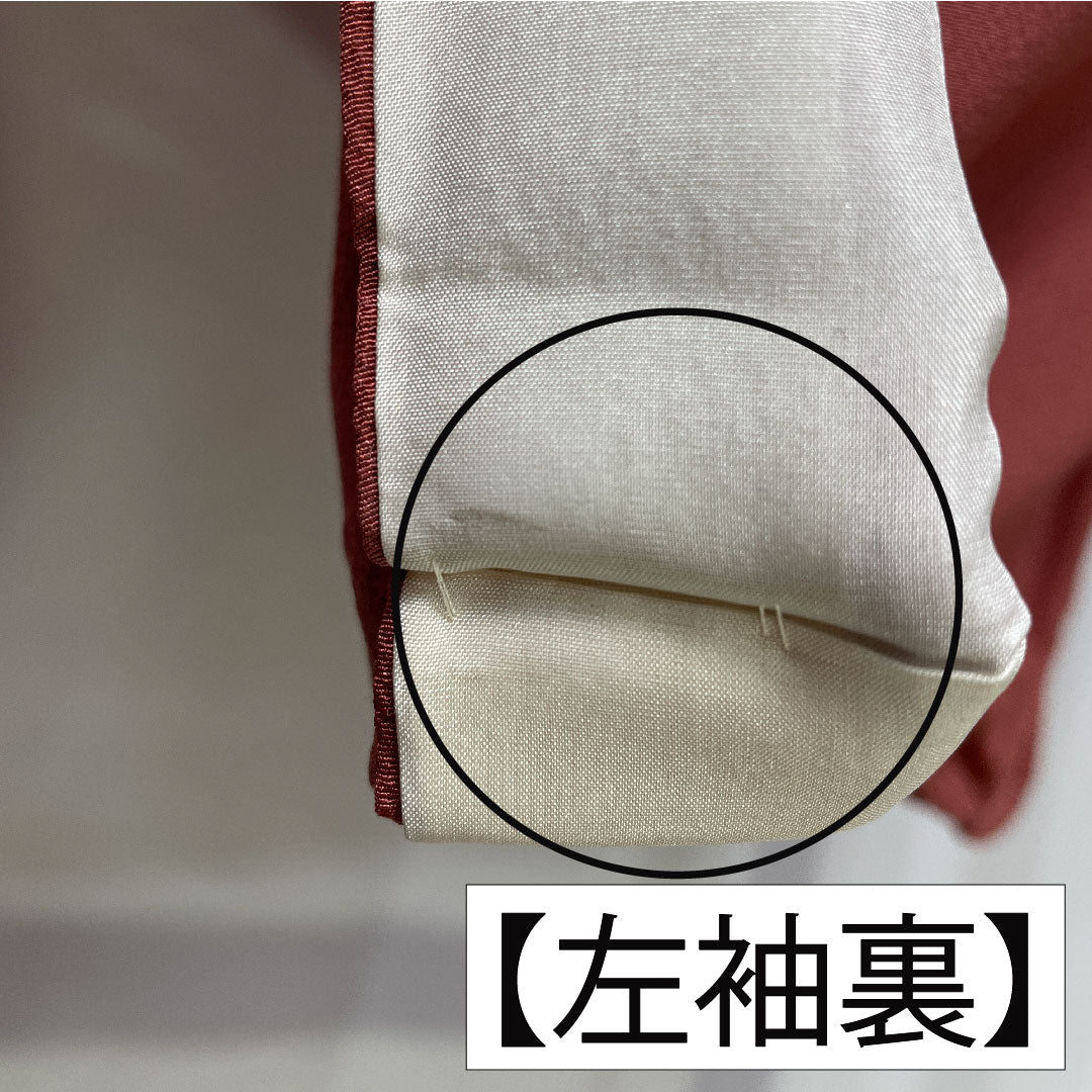 色無地 正絹 身丈154cm 裄丈62cm 長春色（ちょうしゅんいろ） 素無地 スコッチガード やまと謹製 袷 Sランク 朱系 1114002052216