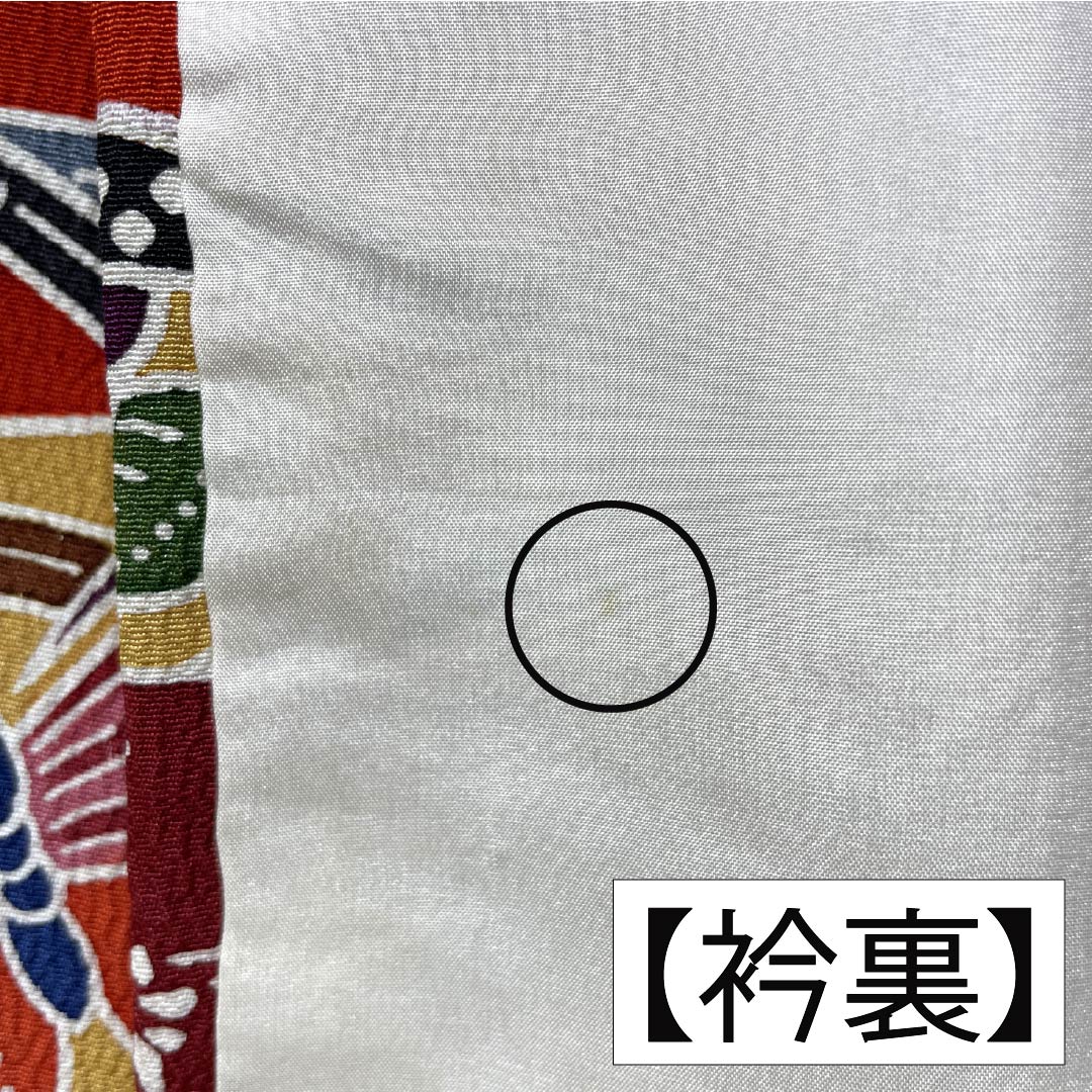 振袖 正絹 Sランク 身丈166cm 裄丈67cm 袷 赤色（あかいろ） 京紅型 束ね熨斗 ちりめん地 赤系 1113002412512