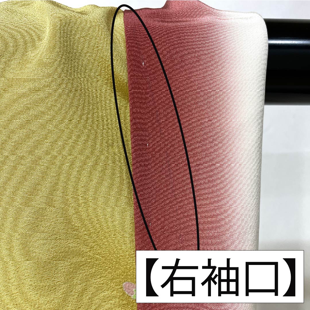 訪問着 正絹 Sランク 袷 身丈149.5cm 裄丈63cm 卵色（たまごいろ） 加賀友禅 手描き 峰山 作家物 草花 黄系 1112007262123