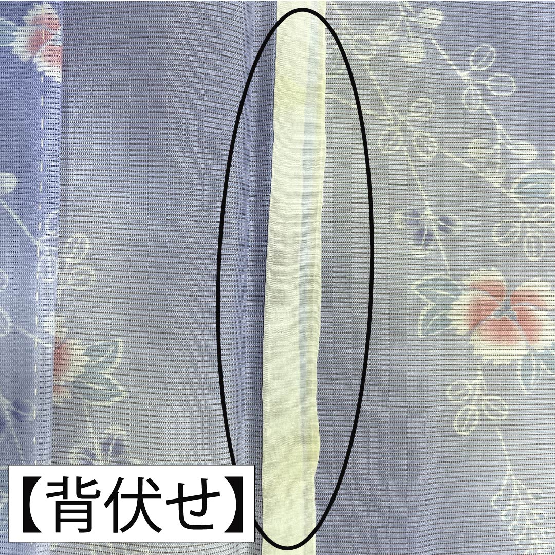 夏物 ポリエステル 小紋 Aランク 身丈159cm 裄丈63.5cm 藤色（ふじいろ） 洗える着物 草花模様 絽 紫系 1132006123320