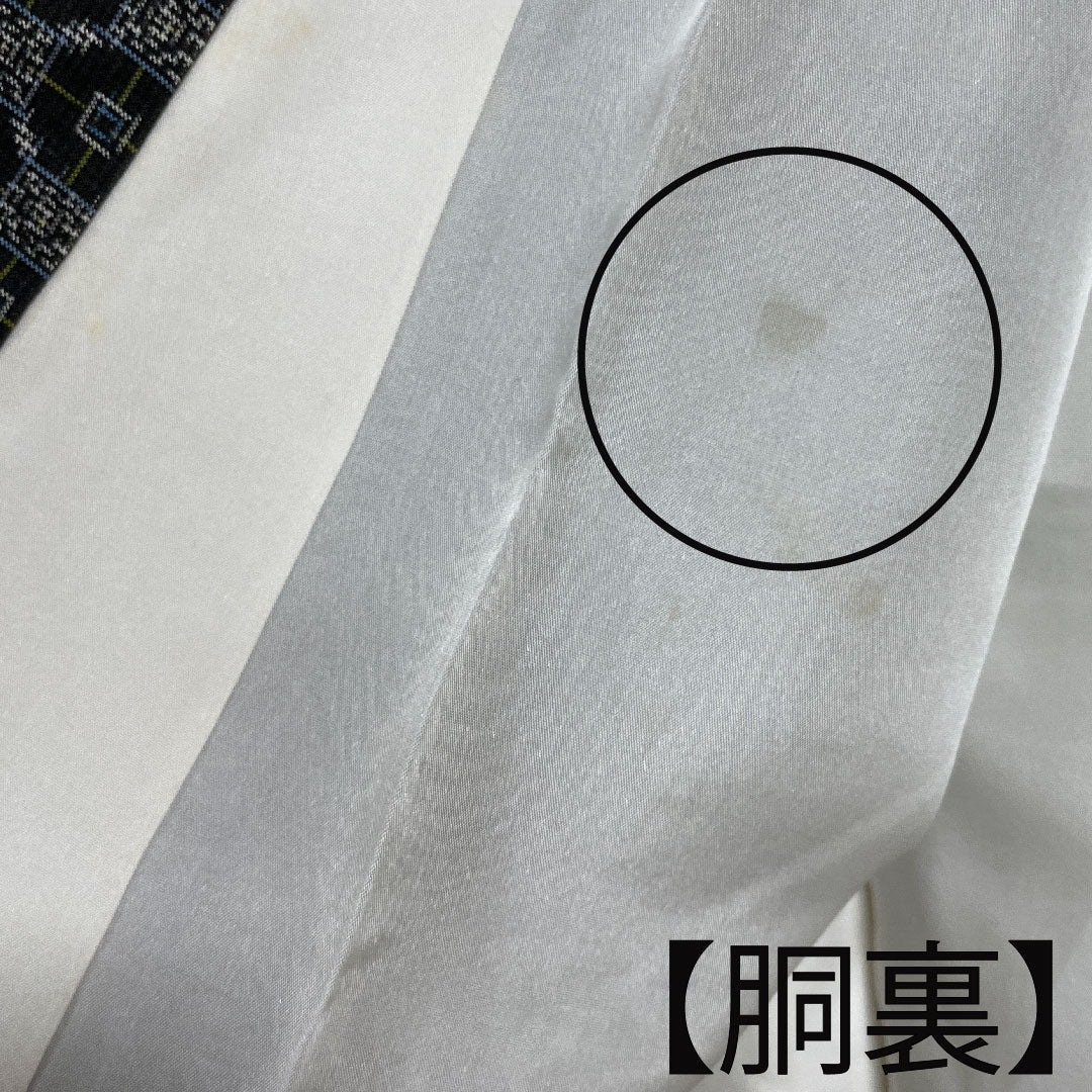 村山大島 身丈148cm 裄丈62.5cm 幾何学模様 正絹 Aランク 袷 黒系 1116001953110