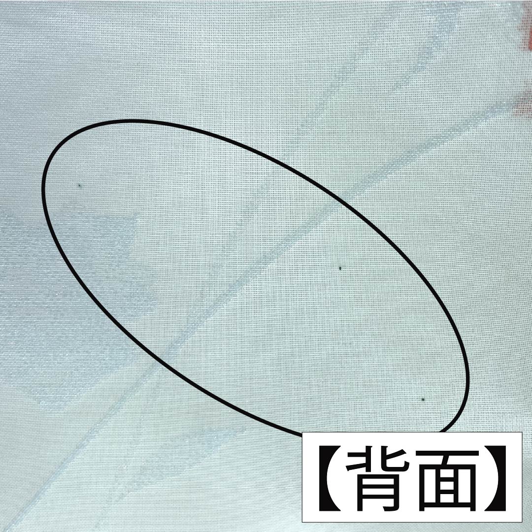 夏物 ポリエステル お召 Aランク 身丈159.5cm 裄丈64.5cm 青白磁色（せいはくじいろ） すくい織 薔薇 洗える着物 紗 水色系 1132004963324