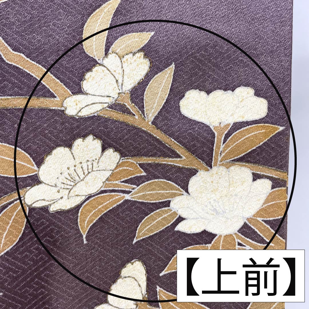 訪問着 正絹 Bランク 袷 身丈164cm 裄丈64.5cm 紅掛鼠色（べにかけねずいろ） 京友禅 一つ紋 草木 紫系 1112007044420