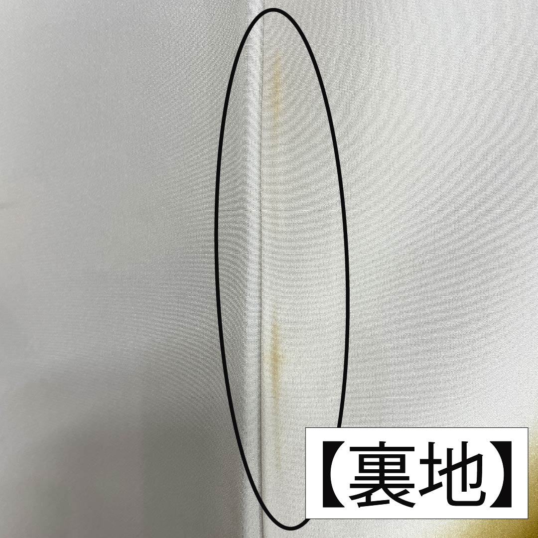 訪問着 正絹 Bランク 袷 身丈165.5cm 裄丈67cm 淡黄蘗色（うすきはだいろ） 金彩 流水 鶴 黄系 1112006904523