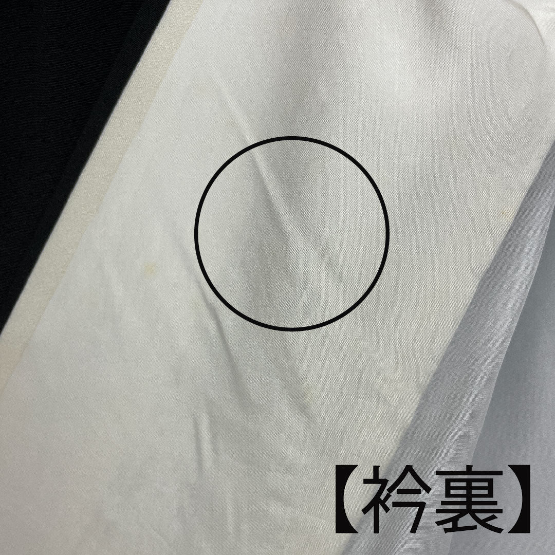 黒留袖 身丈155.5cm 裄丈61.5cm 袷 京友禅 鶴 片喰 正絹 Bランク 五つ紋 黒系 1111000344310