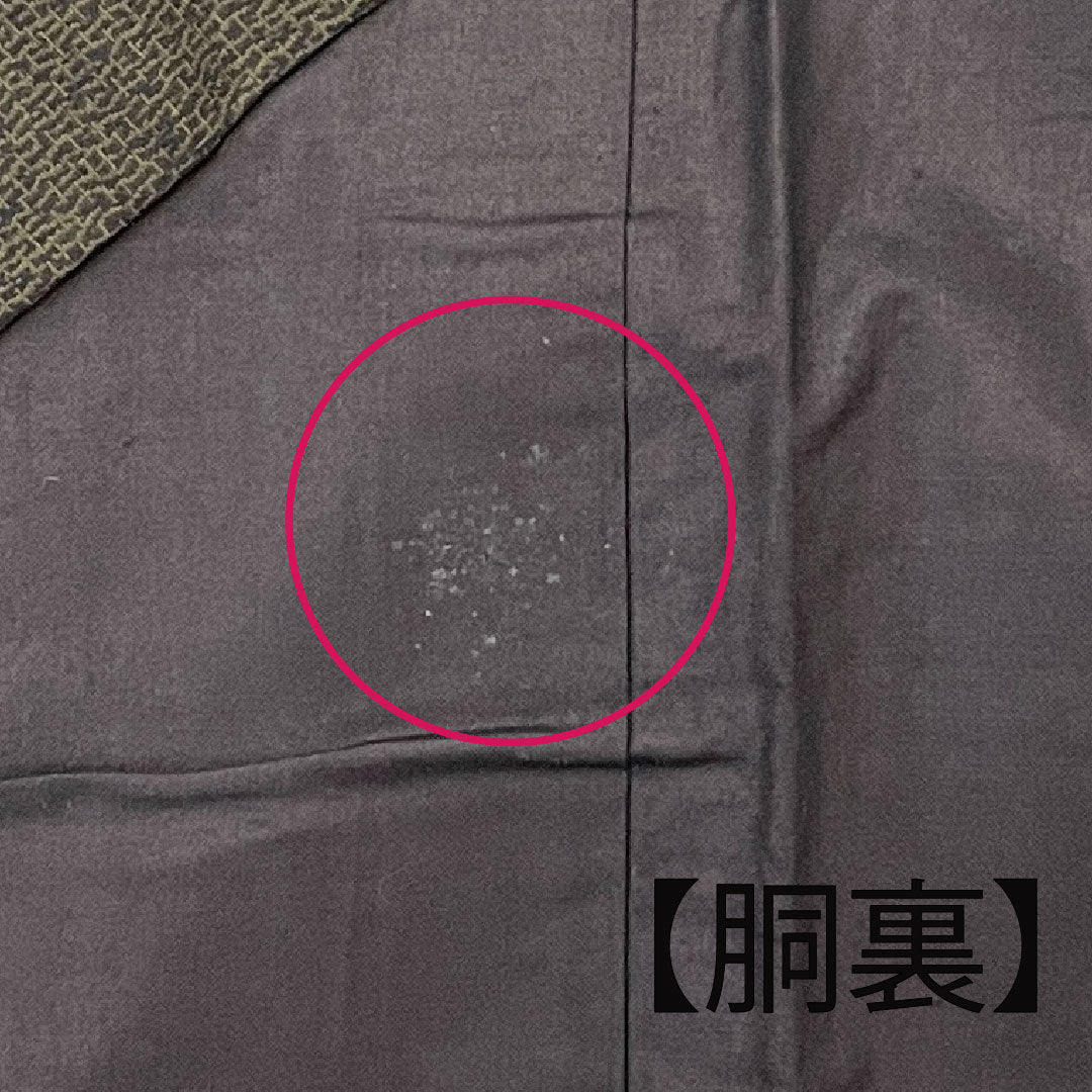 男物 身丈137cm 裄丈66cm 幾何学模様 着物単品 正絹 Aランク 袷 茶系 1119000303314