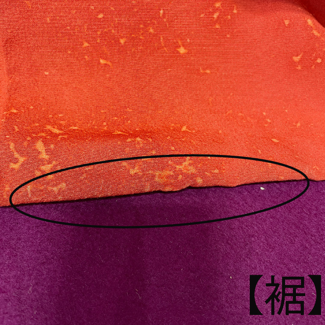 Long-sleeved kimono, length 175.5cm, sleeve length 68cm, lined, Kyoto Yuzen, Tsujigahana, dyed separately, circle with quince, pure silk, A rank, gradation style, 1113001583899