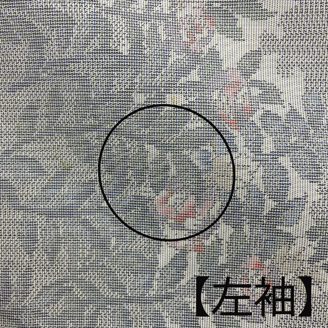 大島紬 身丈160cm 裄丈66cm 草花模様 正絹 Bランク 袷 グレー系 1116001484422