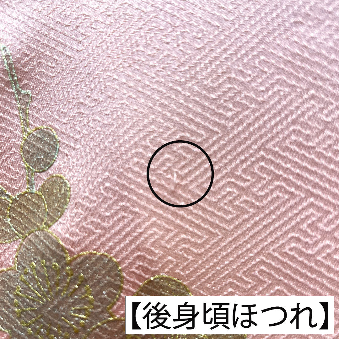 訪問着 正絹 袷 身丈161.5cm 裄丈65.5cm 薄紅梅色（うすこうばいいろ） 京友禅 吉祥文様 Bランク ピンク系 1112006004413