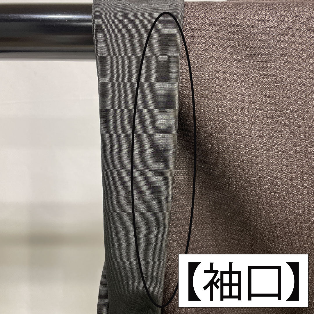 男物 正絹 Aランク 身丈148cm 裄丈68cm 消炭色（けしずみいろ） 横縞 袷 茶系 1119001703414